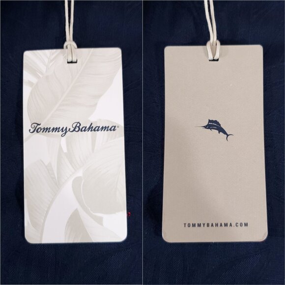 NWT Tommy Bahama Dayton Flyers Mens Large Silk Floral Hawaiian Shirt Navy Blue - Picture 7 of 14